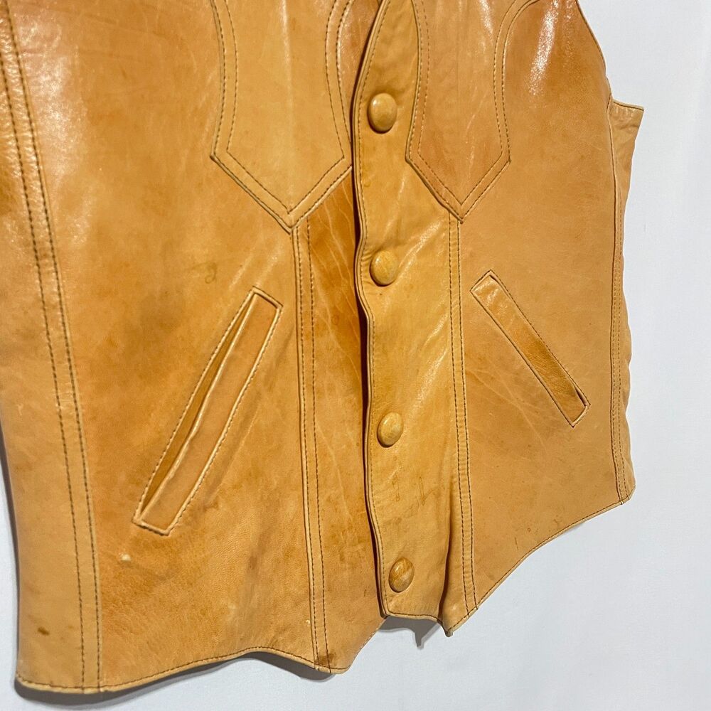 Vintage Western Leather Cowboy Vest - Picture 3 of 9